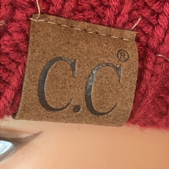 C.C. Exclusives Dark Red Maroon Color Knit Beanie with Ponytail Opening - Picture 5 of 11